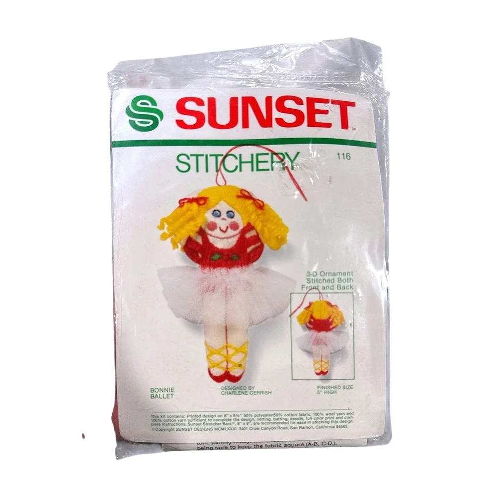 Vintage‎ 1981 Sunset Stitchery Bonnie Ballet Ornament 3D Craft Charlene Gerrish